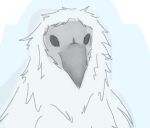  ambiguous_gender beak black_eyes cryptid erosion_bird feathers fluffy humanoid joaquinthefunny looking_at_viewer portrait simple_background solo white_body white_feathers 