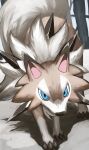  absurdres animal_focus blue_eyes brown_fur claws commentary_request highres jira_(ziraiya26) lycanroc no_humans pokemon pokemon_(creature) solo spikes standing 