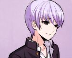  1boy black_eyes byakuya_(under_night_in-birth) gakuran grey_background grey_hair male_focus school_uniform short_hair simple_background smile solo tb_(spr1110) under_night_in-birth 