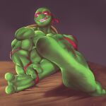  2_toes anthro feet foot_fetish foot_focus hi_res insaneeighteen male muscular muscular_male raphael_(tmnt) soles solo teenage_mutant_ninja_turtles toes tongue tongue_out 