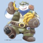  2023 another_eidos_of_dragon_vein_r anthro banana belly big_belly blush bulge duo feral food fruit hi_res kemono male mammal official_art overweight overweight_male patty_(anothereidos_r) plant simple_background solo suid suina sus_(pig) takataka white_body wild_boar yeti 