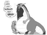  ?! anthro anthro_pred ashe_(shyguy9) bodily_fluids burping dialogue digestion_noises dragon drooling english_text hi_res holding_belly huge_belly indigestion long_neck long_tongue pain saliva semi-anthro shyguy9 stomach_ache sweat tail talking_to_self text thick_tail thick_thighs tongue vore 