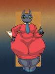  anthro clipboard clothing domestic_cat dress eyeshadow felid feline felis female footwear fupa high_heels kentuckiyucki makeup mammal mascara necktie solo thick_thighs tight_clothing tight_dress wide_hips 