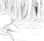  anthro forest green_(snoot_game) hair male monochrome outside plant pterodactylus pterosaur reptile road scalie shadow sidewalk sketch snoot_game snout solo tree unknown_artist 
