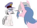  angry anonymous_artist baseball_cap big_ears blue_mane clothing dollpony duo equid equine female female/female feral friendship_is_magic hasbro hat headgear headwear horse kuz mammal mane my_little_pony pink_body pony russian soviet_union upset 