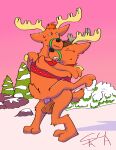  absurd_res anal anal_penetration christmas deer duo feet fur hi_res holidays horn male male/male mammal new_world_deer orange_body orange_fur penetration reindeer snow spot&#039;s_magical_christmas srirachamander toe_curl 