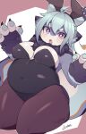  absurd_res anthro arumo big_breasts black_clothing black_leotard blue_hair blush breasts cleavage clothed clothing dragon fake_ears female hair hi_res legwear leotard long_hair looking_at_viewer open_mouth overweight overweight_anthro overweight_female pantyhose playboy_bunny purple_eyes solo thick_thighs 