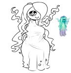  armless big_blue_bubble big_breasts breasts clothing dress ethereal_monster eyelashes female ghost hair hair_over_eye humanoid long_hair looking_at_viewer my_singing_monsters one_eye_obstructed riawanaa simple_background smile solo spirit wavy_hair whisp_(my_singing_monsters) white_background wide_hips 