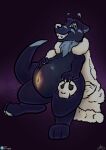  ambiguous_gender anthro belly bone chest_tuft claws clothing death happy j2n robe semi-anthro sharp_teeth skull smug solo space tail teeth toothy_grin tuft vore weight_gain 