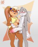  &lt;3 &lt;3_eyes anthro big_penis bodily_fluids breasts bugs_bunny clothed clothing duo female genital_fluids genitals hi_res imminent_sex lagomorph leporid lola_bunny looney_tunes male male/female mammal nude partially_clothed penis precum rabbit slap souley69 throbbing touching_penis warner_brothers 