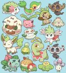  2027_(submarine2027) :p ;d ^_^ alternate_color antennae appletun black_eyes blue_background blue_bow blue_eyes blush bow bowtie bright_pupils brown_eyes buck_teeth budew bulbasaur chespin claws closed_eyes closed_mouth commentary_request cottonee fangs flower green_eyes hands_up highres hoppip leaf leafeon looking_at_viewer looking_to_the_side meganium morelull no_humans one_eye_closed open_mouth phantump pink_bow pink_flower pokemon pokemon_(creature) purple_bow red_bow red_bowtie red_eyes shaymin shaymin_(land) shaymin_(sky) shiny_pokemon shroomish sideways_glance simple_background skiploom smile smirk snivy solid_oval_eyes sweatdrop teeth tongue tongue_out u_u v-shaped_eyebrows wavy_mouth whimsicott white_pupils yellow_bow yellow_eyes yellow_flower 