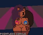  anthro big_breasts big_ears big_tail breasts brown_body button_nipples curvy_figure digital_media_(artwork) doll doll_(pointless_circle) female fluffy fluffy_tail hair long_hair nipples nude patch_(fabric) pixel_(artwork) pointless_circle purple_hair simple_background solo tail thick_thighs voluptuous wide_hips 