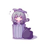  1girl animal_ears aya_chan1221 bug closed_mouth commentary english_commentary extra_ears fly highres honkai:_star_rail honkai_(series) in_trash_can looking_at_viewer raccoon_ears raccoon_girl raccoon_tail shirt simple_background solo stelle_(honkai:_star_rail) tail trailblazer_(honkai:_star_rail) trash_bag trash_can white_shirt yellow_eyes 