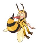  adult_swim arthropod bee blush brown_hair cartoon_network hair humanoid hymenopteran insect male morty_smith open_mouth rick_and_morty simple_background solo upper_teeth white_background wings 