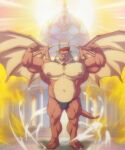  anthro biceps dragon funeral-paws hi_res male muscular muscular_anthro muscular_male nipples orange_body pecs solo wings 