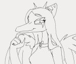  anthro choker clothed clothing dinosaur fang_(gvh) feathered_wings feathers female goodbye_volcano_high hair jewelry long_hair long_snout looking_at_viewer monochrome necklace pterodactylus pterosaur pupils reptile scalie simple_background sketch slit_pupils smug smug_grin snoot_game_(fan_game) snout solo unknown_artist white_background wings 