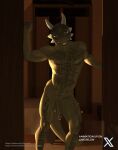  anthro archshen argonian backlighting balls bethesda_softworks blue_eyes cheek_spikes chin_spikes english_text facial_spikes flaccid foreskin genitals green_body green_scales hi_res horn humanoid_genitalia humanoid_penis light lighting looking_at_viewer male muscular muscular_male nude partially_retracted_foreskin penis scales scalie shen_(archshen) smile solo spikes spikes_(anatomy) standing standing_in_doorway teeth text the_elder_scrolls url vein veiny_penis 