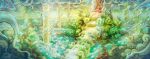 above_clouds artist_request bridge cloud cloudy_sky commentary day english_commentary fushigi_no_dungeon game_cg light_particles no_humans official_art outdoors pokemon pokemon_(game) pokemon_mystery_dungeon scenery sky third-party_source wide_shot 