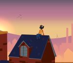  anthro black_body building city cityscape clothed clothing domestic_cat felid feline felis female gglloooopp hi_res house looking_up mae_borowski mammal night_in_the_woods red_eyes sitting sky solo yellow_sclera 