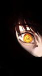 1girl absurdres black_background chainsaw_man covering_face covering_mouth eye_focus eyelashes eyes_in_shadow highres kumah_dessu looking_at_viewer makima_(chainsaw_man) red_hair ringed_eyes simple_background solo yellow_eyes 