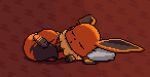  alternate_color alternate_shiny_pokemon animated animated_gif backlighting closed_eyes commentary eevee english_commentary full_body looping_animation lying neck_fur on_side open_mouth pillow pixel_art pokemon pokemon_(creature) red_background sleeping u_u wisgarus 