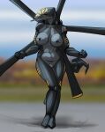  absurd_res aircraft anthro artdemonslair breasts female genitals helicopter hi_res humanoid living_helicopter looking_at_viewer pose pussy smile solo standing 
