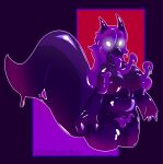  anthro big_breasts big_tail bluebambo breasts claws female glistening glistening_body glowing glowing_eyes goo_creature hi_res slime solo tail tentacle_tongue tentacles tongue 