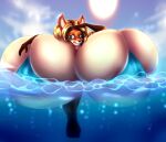  amber_(flabbyfurry) anthro bertyborts big_breasts bikini breast_expansion breasts canid canine clothing expansion female floating fox hi_res huge_breasts hyper hyper_breasts mammal solo swimming swimwear 