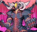  abs ailheim anthro artist_name biceps claws demon digital_media_(artwork) dragon fire_emblem fire_emblem_sacred_stones fist fomortiis glowing hi_res horn looking_at_viewer male membrane_(anatomy) membranous_wings muscular muscular_anthro muscular_male nintendo pecs scalie signature simple_background solo spikes spikes_(anatomy) tail teeth triceps wings 