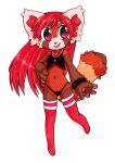  2017 ailurid anthro biped black_clothing black_panties black_underwear bracelet cheek_tuft chibi clothed clothing crop_top eyebrows facial_tuft female fluffy fluffy_tail front_view hair hi_res inner_ear_fluff jewelry legwear long_hair looking_aside malachyte mammal markings midriff navel open_mouth open_smile panties pawpads pink_nose pupils red_body red_clothing red_hair red_legwear red_panda red_stockings ring_(marking) ringtail shirt simple_background smile solo stockings tail tail_markings teeth thigh_highs tongue topwear tuft underwear unusual_pupils white_background white_ears 