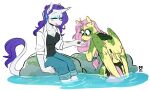  anthro anthrofied blue_eyeshadow blush candy chocolate clothing dessert duo equid equine eyeshadow female fluttershy_(mlp) food friendship_is_magic hair hasbro makeup mammal mud my_little_pony pegasus purple_hair rarity_(mlp) redxbacon tongue tongue_out tribal water wings 