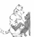  anal anal_penetration animated anthro blush domestic_cat duo felid feline felis gato_matero gato_matero_(character) greyscale low_res male male/male mammal monochrome musclegut pantherine penetration short_playtime tiger tongue tongue_out 