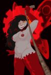  alien aradia_megido black_hair breasts clothed clothing dominant dominant_female eye_contact female gloves hair handwear hi_res homestuck humanoid legwear lingerie long_hair looking_at_another ms_paint_adventures not_furry partially_clothed pov_eye_contact sillysillay smile smiling_at_viewer solo thick_thighs thigh_highs troll_(homestuck) webcomic wings 