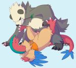  archeops avian bodily_fluids duo female female_penetrated fossil_pokemon from_front_position generation_5_pokemon generation_6_pokemon genital_fluids genitals hi_res looking_pleasured male male/female male_penetrating male_penetrating_female mating_press nintendo o-ishi open_mouth pangoro penetration penile penile_penetration penis penis_in_pussy pokemon pokemon_(species) pussy sex vaginal vaginal_penetration 