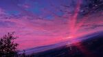  cloud cloudy_sky dutch_angle horizon kaminami_yoshitaka no_humans original outdoors scenery sky sky_focus sunrise tree 