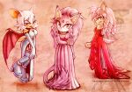 3girls amy_rose animal_ears bat_ears bat_girl bat_wings blaze_the_cat blue_dress boots bracelet cat_ears cat_girl cat_tail dress eyelashes forehead_jewel furry furry_female gold_necklace green_eyes hand_on_own_arm heart hedgehog_girl jewelry long_hair looking_at_viewer multiple_girls necklace one_eye_closed pink_fur purple_dress purple_fur red_dress rouge_the_bat smile sonic_(series) sonya_sapphire tail tail_through_clothes thigh_boots white_fur wings yellow_eyes 