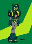  1girl absurdres armor autobot blue_eyes can&#039;t_be_this_cute_2 colored_skin glyph_(transformers) green_background green_panties grey_skin highres horns humanoid_robot narrow_waist panties red_lips robot shortstack solo transformers transformers_animated underwear vectormagnus2011 