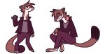  aki_(guncht) animated anthro barefoot brown_body brown_fur clothed clothing feet fully_clothed fur guncht long-tailed_weasel male mammal mustelid musteline sitting solo standing stoat true_musteline weasel 