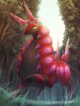  animal_focus colored_sclera forest grass highres katashiro_(58) nature no_humans no_mouth outdoors pokemon pokemon_(creature) scolipede signature sky solo tree white_sky yellow_sclera 