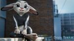  3d_(artwork) alley anthro big_ears blender_(software) clothing digital_media_(artwork) disney female fur grey_body grey_fur hi_res judy_hopps lagomorph leporid long_ears looking_at_viewer mammal purple_eyes rabbit sashacakes slim smile smiling_at_viewer solo tracksuit zootopia 