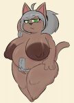  anthro areola armpit_hair big_areola big_breasts body_hair breasts brown_body brown_fur cellulite domestic_cat felid feline felis female fur genitals grey_hair hair happy_trail mammal overweight overweight_female pknicky pubes pussy sagging_breasts solo stretch_marks tail thick_thighs 