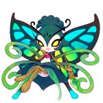  2017 2_toes animal_humanoid arthropod arthropod_humanoid big_head butterfly_humanoid cat_busters character_request chibi cotora crossed_legs emerald_(gem) empty_eyes eyebrows eyelashes featureless_crotch featureless_hands feet female front_view full-length_portrait gem hair holding_object holding_staff humanoid insect insect_humanoid insect_wings lepidopteran lepidopteran_humanoid lepidopteran_wings long_eyebrows long_eyelashes looking_at_viewer multicolored_wings nude open_mouth open_smile orb plantigrade ponytail portrait proboscis_(anatomy) pseudo_clothing short_hair simple_background sitting smile solo spread_wings staff teal_hair toes white_background wings yellow_eyes 