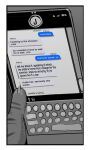 2023 ambiguous_gender anthro border cellphone claws comic disembodied_hand english_text felid finger_claws hi_res john_(spincraze) mammal pantherine phone smartphone solo spincraze spot_color text texting tiger white_border 