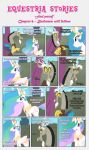  absurd_res anthro black_border border chimera cutie_mark dialogue discord_(mlp) draconequus duo ears_flat ears_up equid equine estories female feral folded_wings friendship_is_magic hasbro hi_res horn male mammal maze my_little_pony narrowed_eyes open_mouth outside princess_celestia_(mlp) regalia reluctant spread_wings wide_eyed winged_unicorn wings 