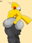  anthro big_butt bottomwear bottomwear_pull bulge butt clothing clothing_pull dipstick_ears ellipsis english_text eyes_closed generation_1_pokemon hi_res huge_butt huge_thighs male multicolored_ears nintendo omegabrawl pants pants_pull pikachu pokemon pokemon_(species) solo struggling_to_fit text thick_thighs tight_pants_(meme) tongue tongue_out underwear yellow_body 