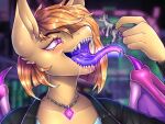  anthro bat bat_pony duo equid female female_pred feral glowing hasbro holding_prey imminent_vore jewelry long_tongue macro male male/female male_prey mammal matokiro mouth_shot my_little_pony necklace open_mouth rias_umbra size_difference tongue verlo_streams vore 