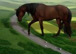  ambiguous_gender avian bird car digital_media_(artwork) digital_painting_(artwork) dutch_warmblood equid equine feral field fihell forest highway horse macro mammal plant shadow solo tree truck_(vehicle) vehicle walking warmblood 