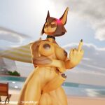  1:1 2023 3d_(artwork) abs absurd_res angry anthro athletic athletic_gynomorph athletic_intersex balls beach big_balls bodily_fluids breasts brown_body brown_fur brown_hair canid canine canis collar cross-popping_vein digital_media_(artwork) dobermann dog_knight_rpg domestic_dog eyes_closed fur genital_fluids genitals gesture gynomorph hair hi_res humanoid_genitalia humanoid_penis intersex leaking_penis leaking_precum mammal middle_finger multicolored_body multicolored_fur muscular muscular_anthro muscular_gynomorph muscular_intersex muscular_thighs navel nipples nude penis pinscher precum rory_(ceehaz) seaside snakemayo solo two_tone_body two_tone_fur 