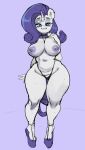  absurd_res anthro anthrofied big_breasts blue_eyeshadow breasts clothed clothing darknud equid equine eyelashes eyeshadow female footwear freckles friendship_is_magic fur hair hasbro hi_res high_heels horn jewelry makeup mammal my_little_pony necklace nipple_piercing nipples piercing purple_hair rarity_(mlp) sketch solo standing thick_thighs thigh_gap thong topless underwear unicorn white_body white_fur wide_hips 