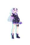  adult_neptune aged_up alternate_color book choker d-pad d-pad_hair_ornament hair_ornament highres holster hood hooded_jacket hooded_track_jacket jacket long_hair neptune_(series) official_alternate_hair_length official_alternate_hairstyle official_art purple_eyes purple_hair track_jacket transparent_background tsunako usb v 